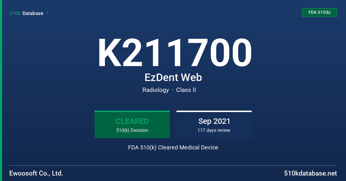 K211700 EzDent Web FDA 510(k) Cleared Medical Device