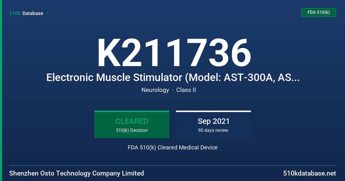K211736 Electronic Muscle Stimulator (Model: AST-300A, AST-300N, AST-300S, AST-300T, AST-300V, AST-300W) FDA 510(k) Cleared Medical Device