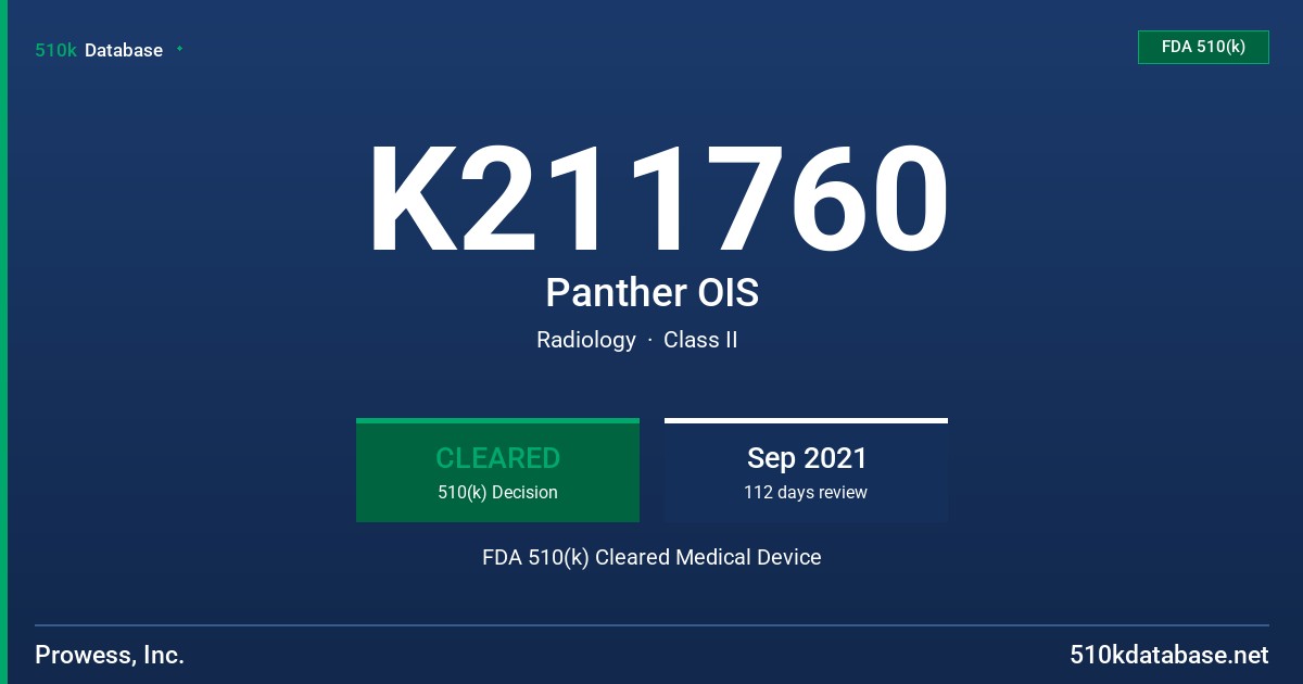 K211760 Panther OIS FDA 510(k) Cleared Medical Device