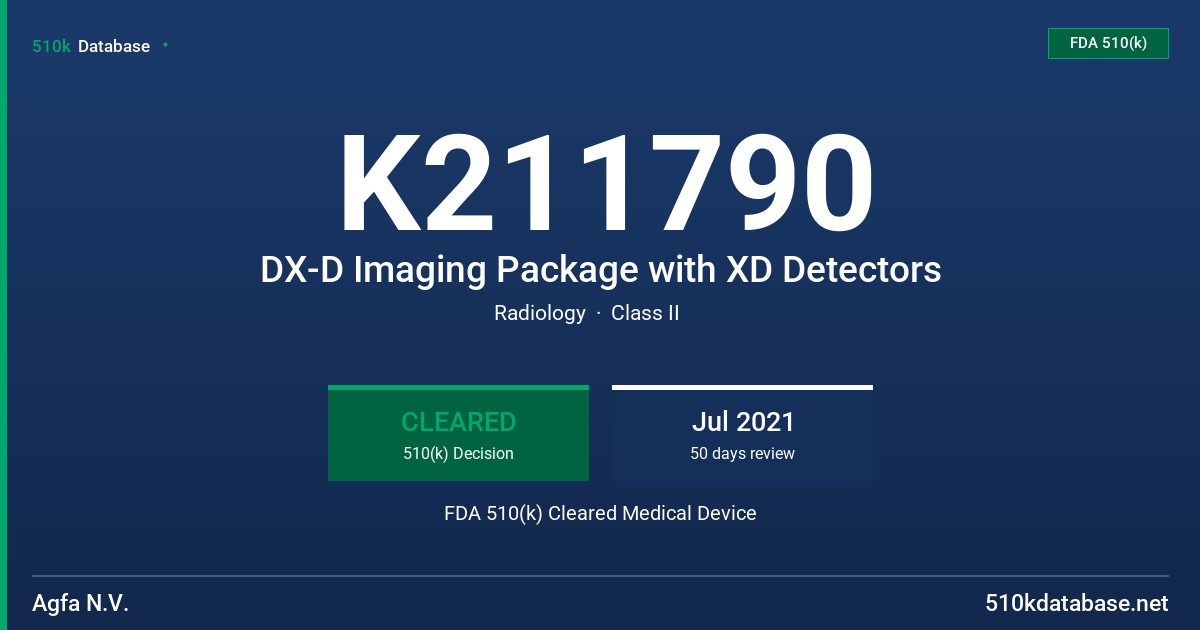 K211790 DX-D Imaging Package with XD Detectors FDA 510(k) Cleared Medical Device
