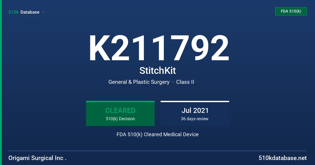 K211792 StitchKit FDA 510(k) Cleared Medical Device