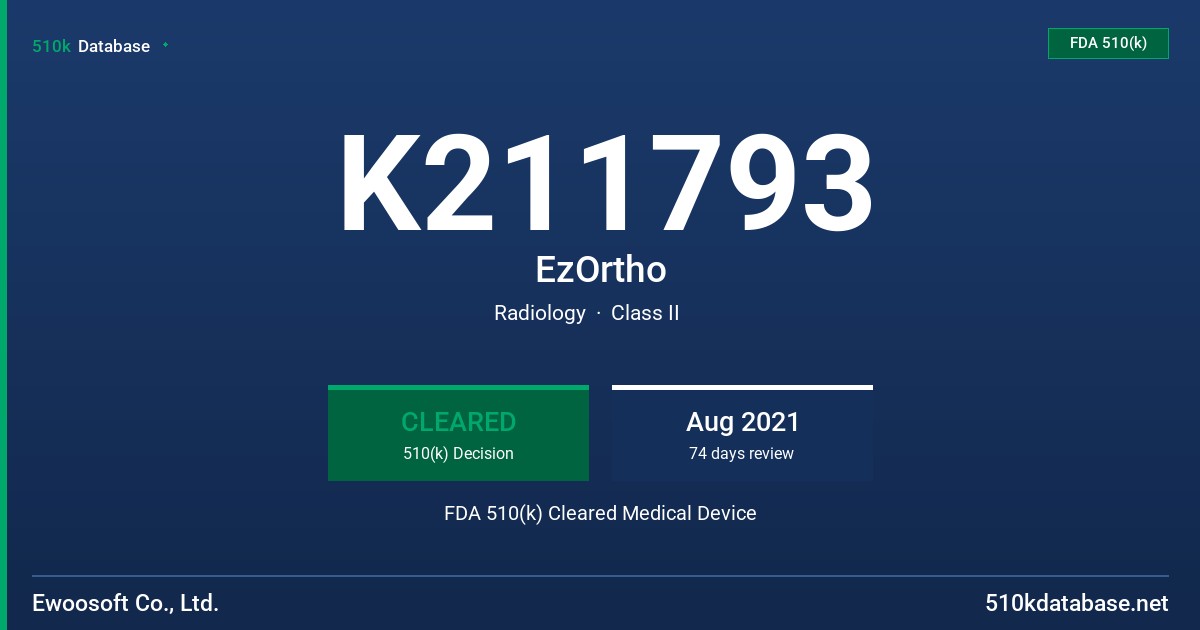 K211793 EzOrtho FDA 510(k) Cleared Medical Device