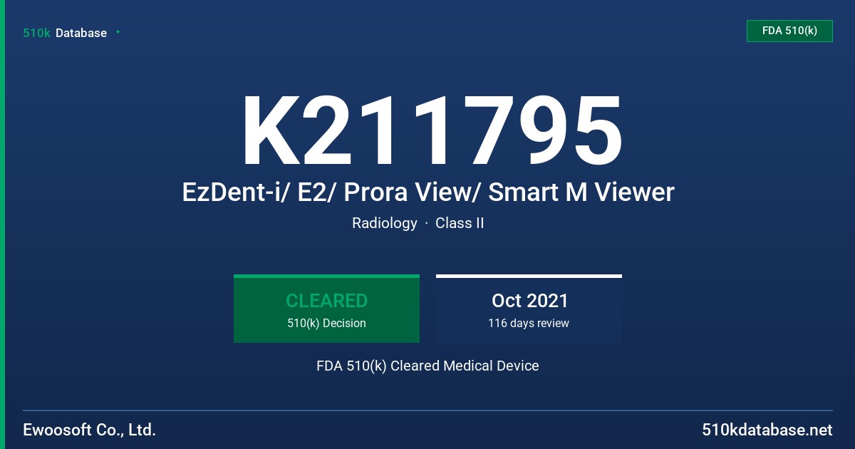 K211795 EzDent-i/ E2/ Prora View/ Smart M Viewer FDA 510(k) Cleared Medical Device
