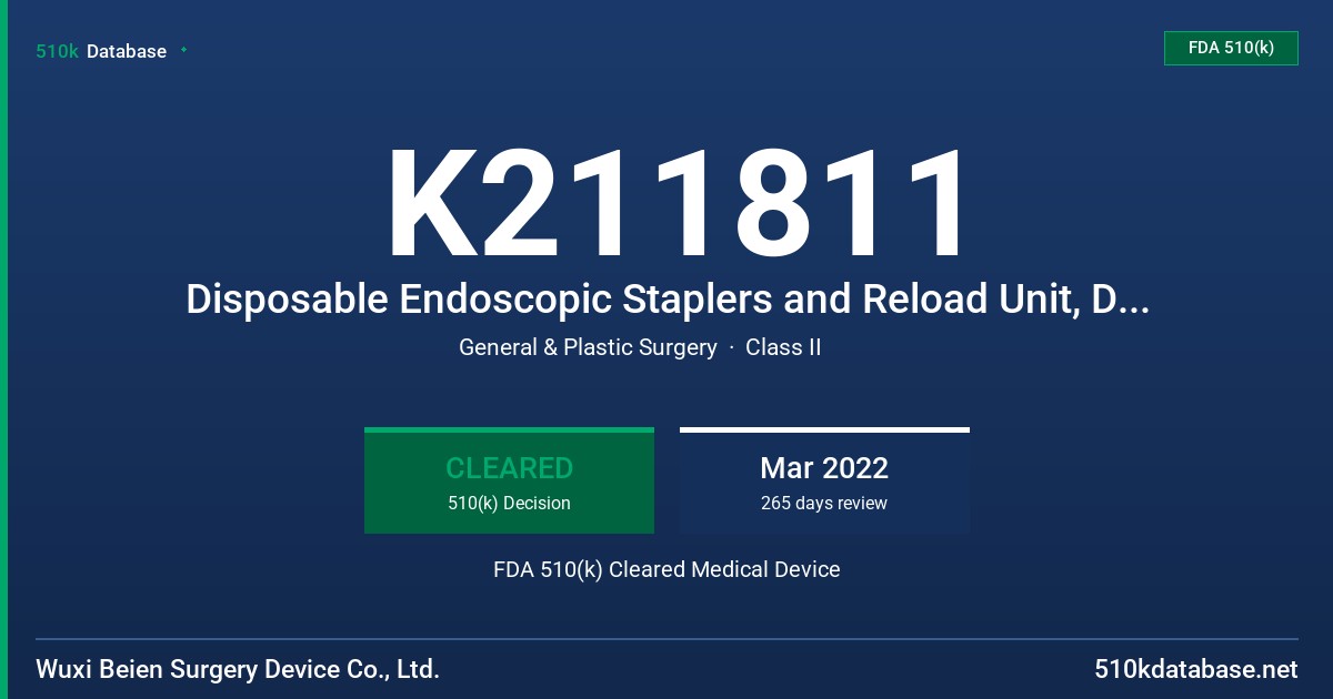 K211811 Disposable Endoscopic Staplers and Reload Unit, Disposable Hemorrhoidal Cutter Staplers, Disposable Linear Cutter Staplers, Disposable Circular Staplers FDA 510(k) Cleared Medical Device