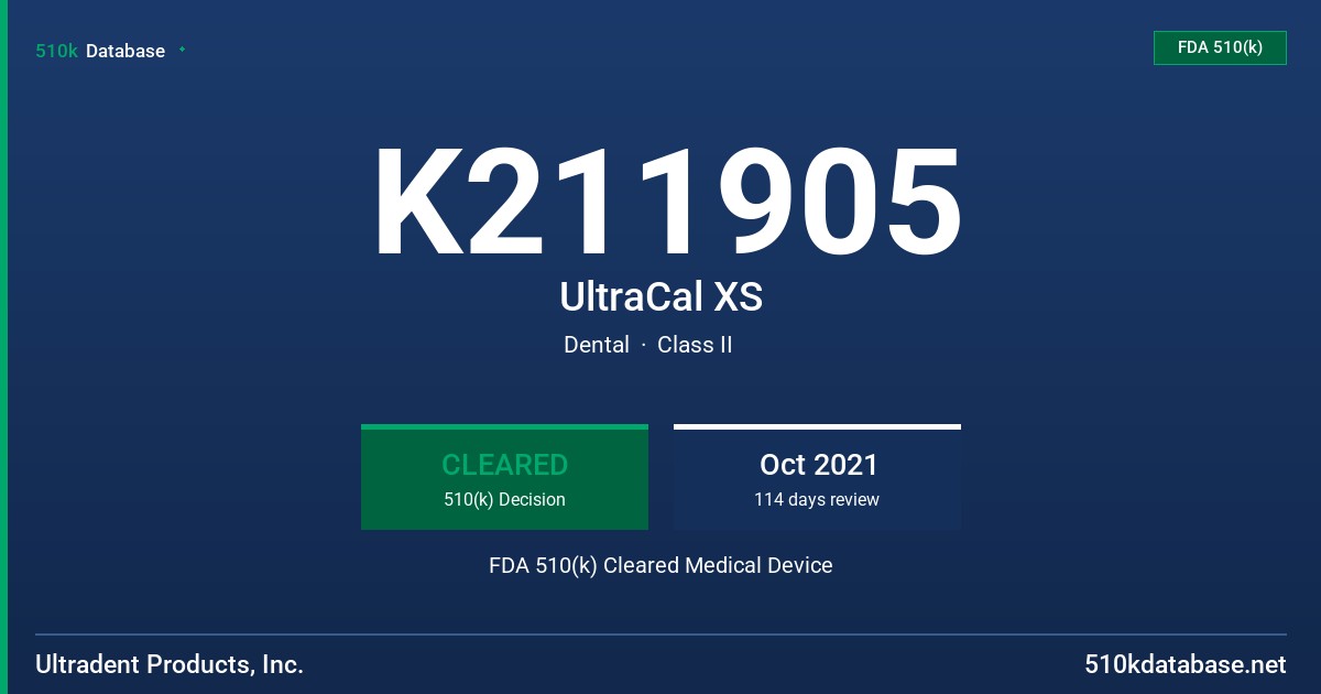 K211905 UltraCal XS FDA 510(k) Cleared Medical Device