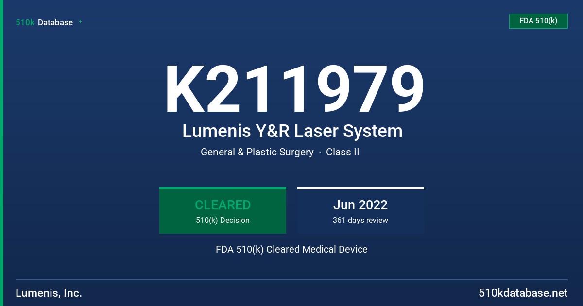 K211979 Lumenis Y&R Laser System FDA 510(k) Cleared Medical Device