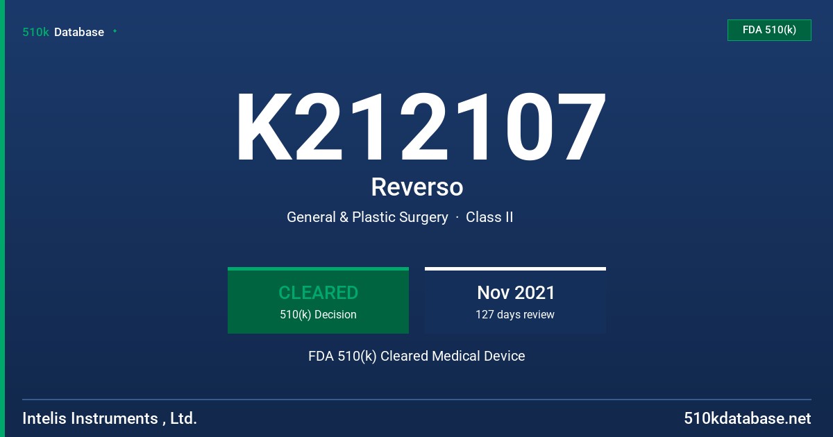 K212107 Reverso FDA 510(k) Cleared Medical Device