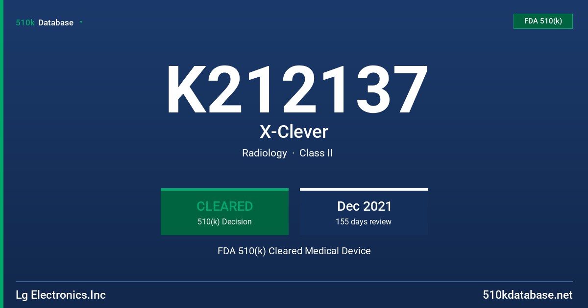 K212137 X-Clever FDA 510(k) Cleared Medical Device