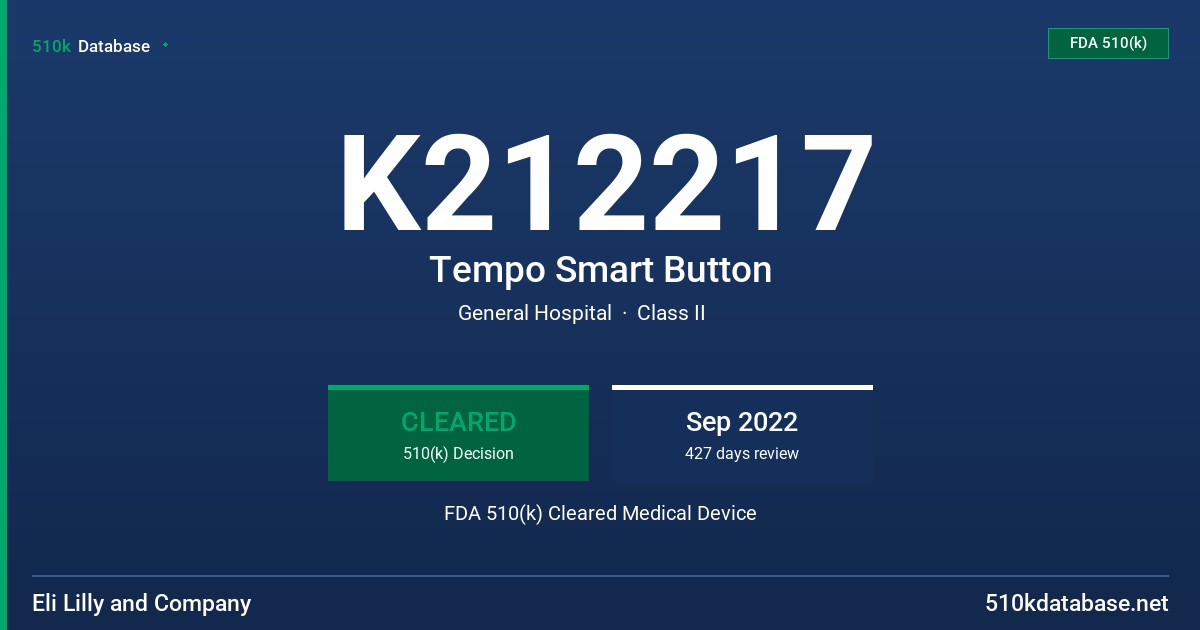K212217 Tempo Smart Button FDA 510(k) Cleared Medical Device