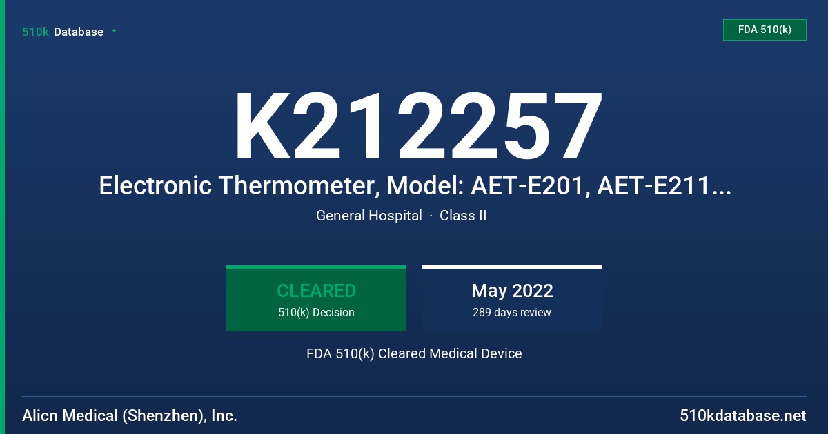 K212257 Electronic Thermometer, Model: AET-E201, AET-E211, AET-E221, AET-E231, AET-E241, AET-E251, AET-E301, AET-E311 FDA 510(k) Cleared Medical Device