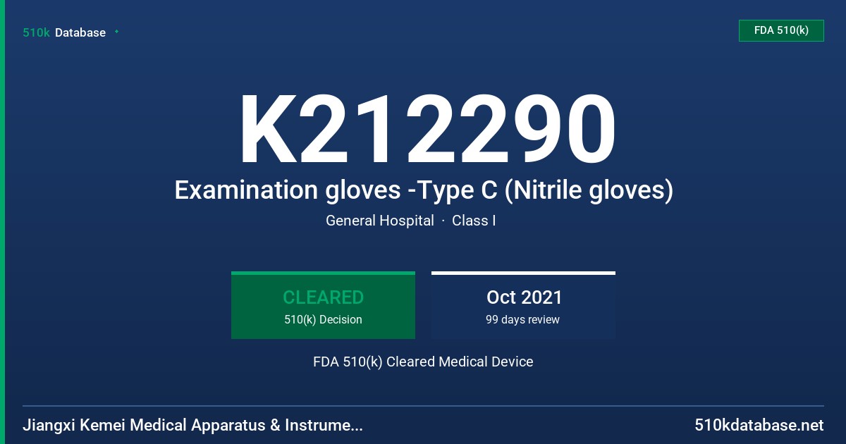 K212290 Examination gloves -Type C (Nitrile gloves) FDA 510(k) Cleared Medical Device
