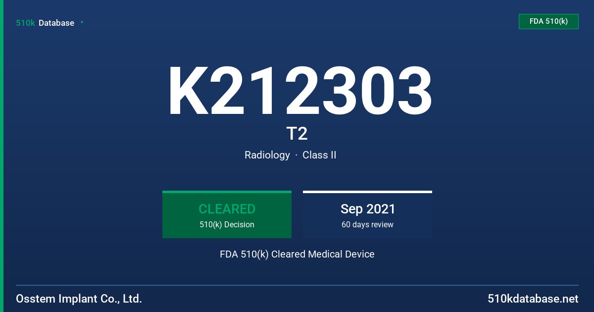 K212303 T2 FDA 510(k) Cleared Medical Device