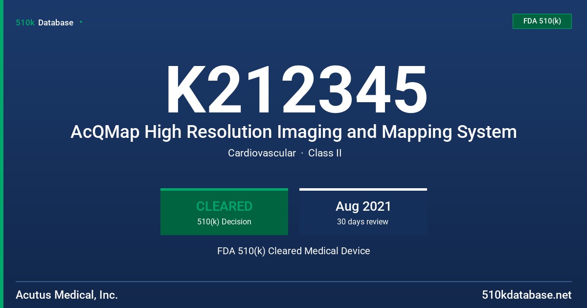 K212345 AcQMap High Resolution Imaging and Mapping System FDA 510(k) Cleared Medical Device