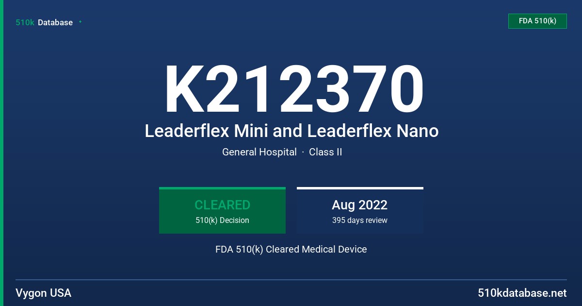 K212370 Leaderflex Mini and Leaderflex Nano FDA 510(k) Cleared Medical Device