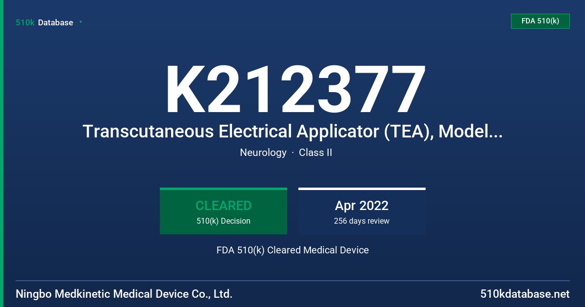 K212377 Transcutaneous Electrical Applicator (TEA), Model SNM-FDC01 FDA 510(k) Cleared Medical Device