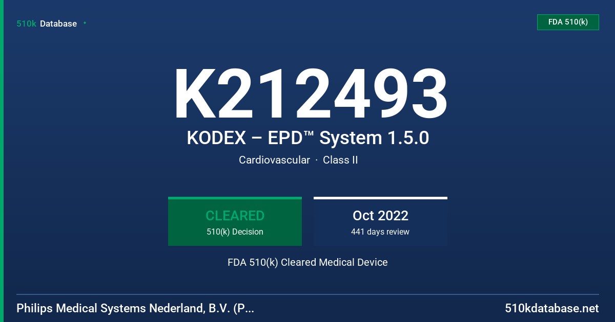 K212493 KODEX – EPD™ System 1.5.0 FDA 510(k) Cleared Medical Device