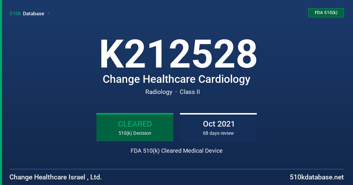 K212528 Change Healthcare Cardiology FDA 510(k) Cleared Medical Device