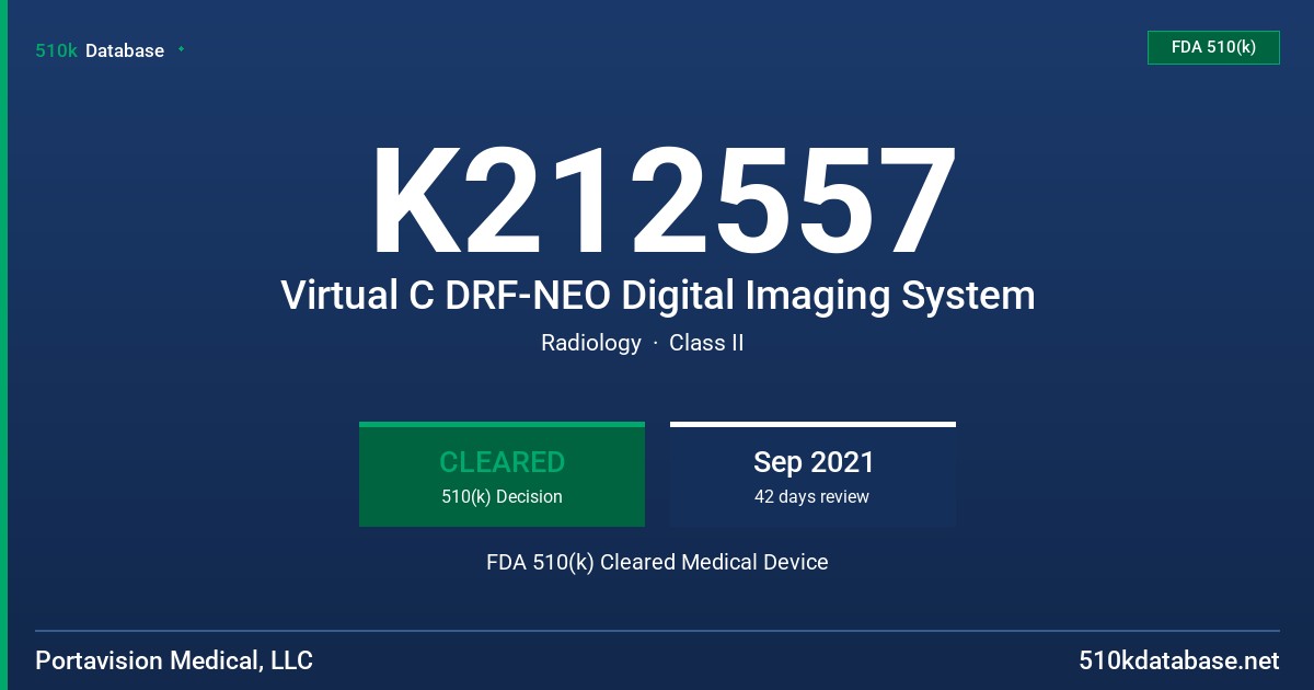 K212557 Virtual C DRF-NEO Digital Imaging System FDA 510(k) Cleared Medical Device