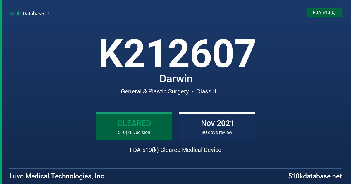 K212607 Darwin FDA 510(k) Cleared Medical Device
