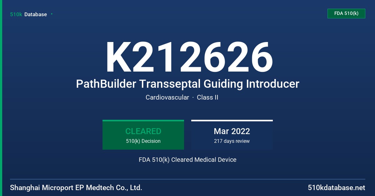 K212626 PathBuilder Transseptal Guiding Introducer FDA 510(k) Cleared Medical Device