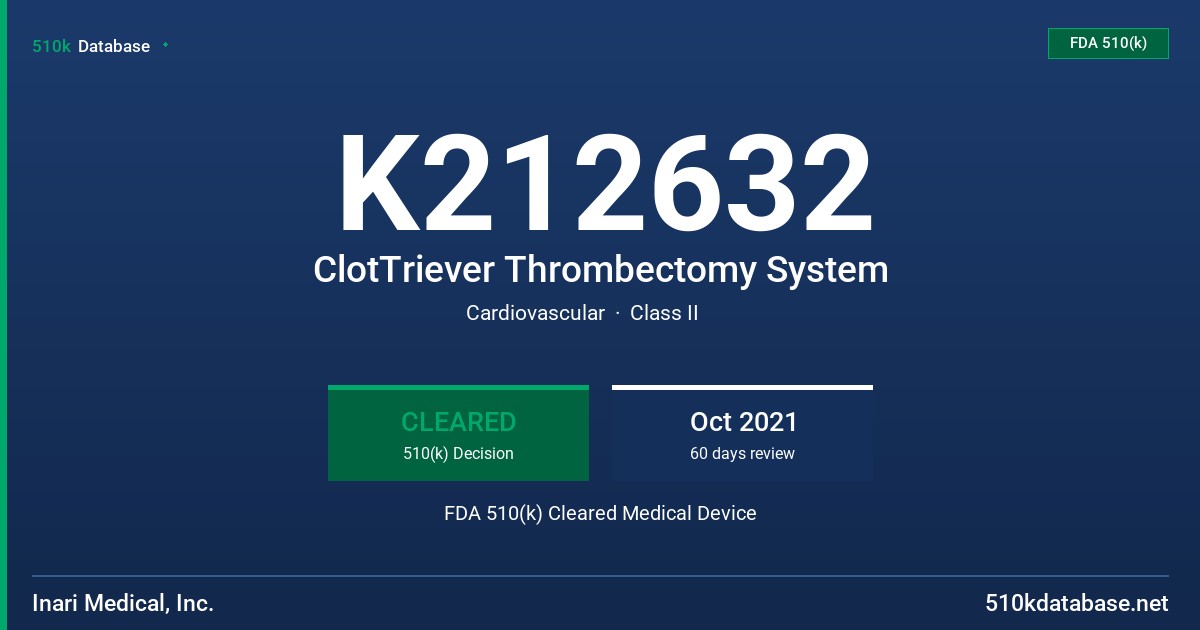 K212632 ClotTriever Thrombectomy System FDA 510(k) Cleared Medical Device