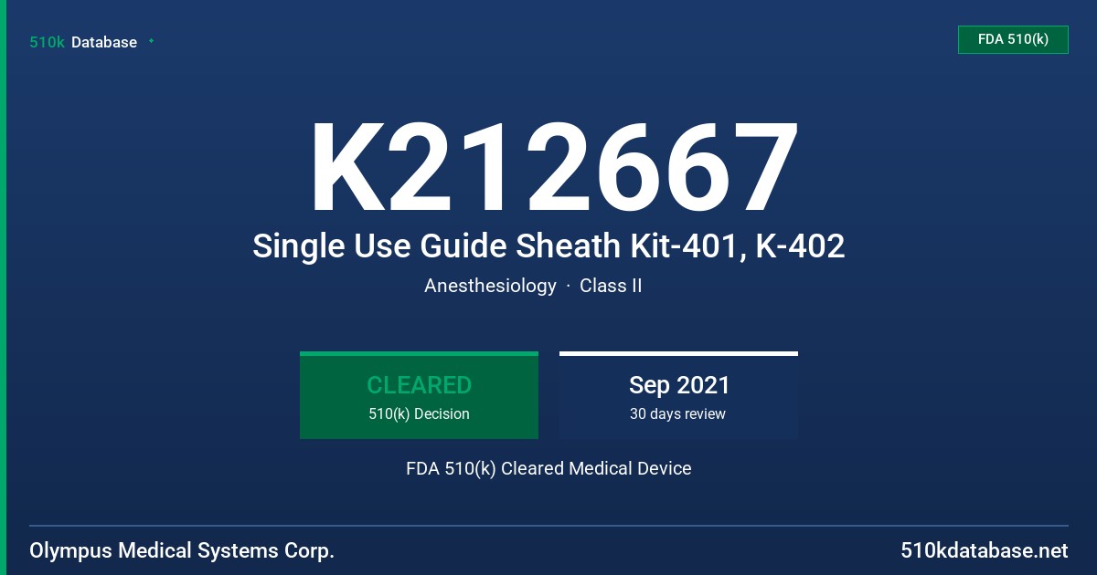 K212667 Single Use Guide Sheath Kit-401, K-402 FDA 510(k) Cleared Medical Device