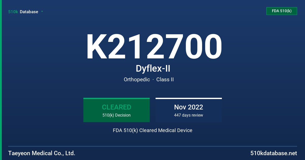 K212700 Dyflex-II FDA 510(k) Cleared Medical Device
