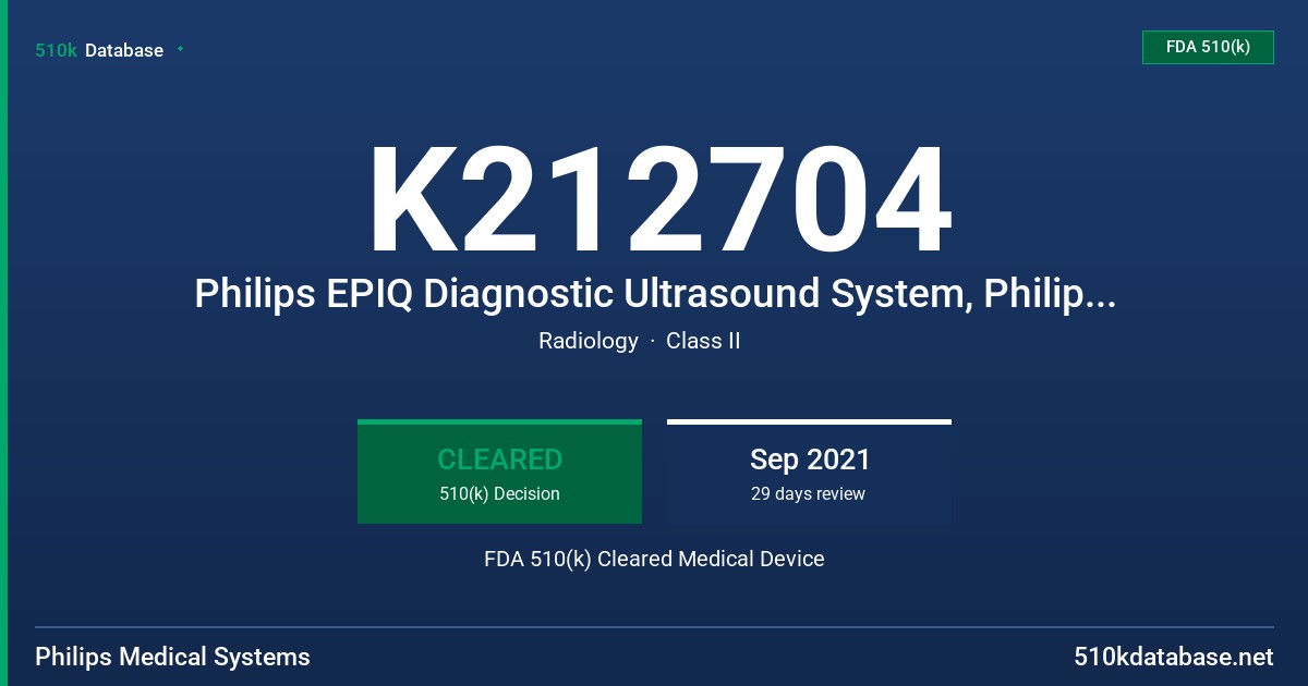 K212704 Philips EPIQ Diagnostic Ultrasound System, Philips Affiniti Diagnostic Ultrasound System FDA 510(k) Cleared Medical Device