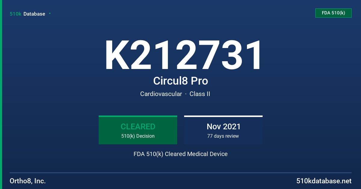 K212731 Circul8 Pro FDA 510(k) Cleared Medical Device