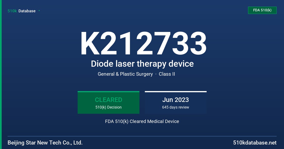 K212733 Diode laser therapy device FDA 510(k) Cleared Medical Device
