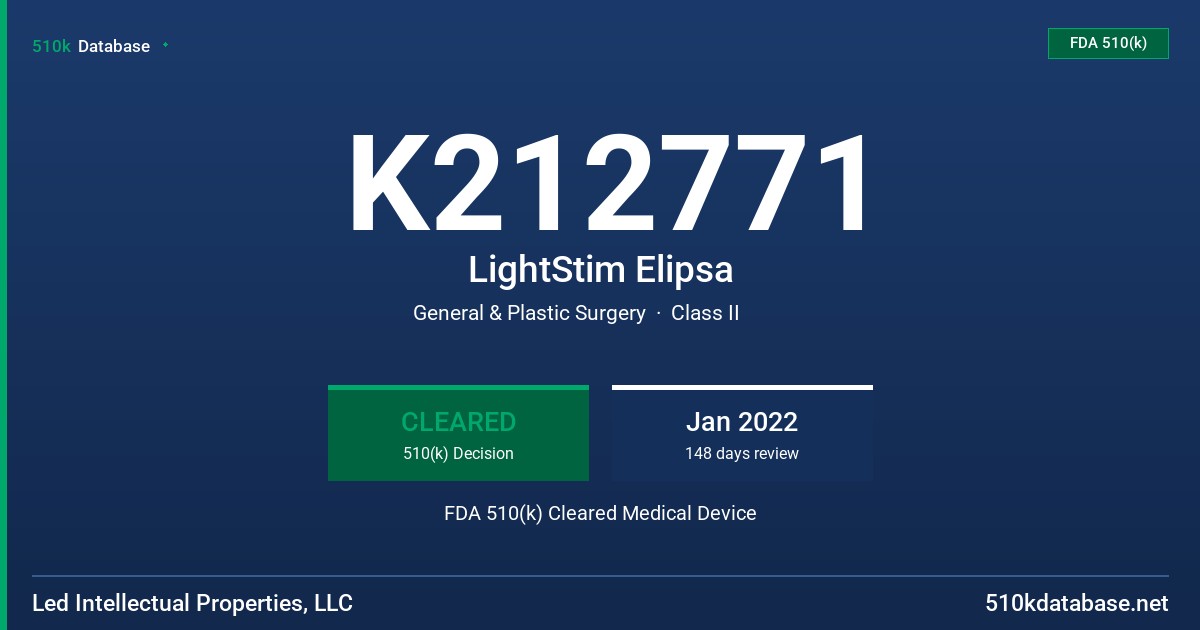 K212771 LightStim Elipsa FDA 510(k) Cleared Medical Device