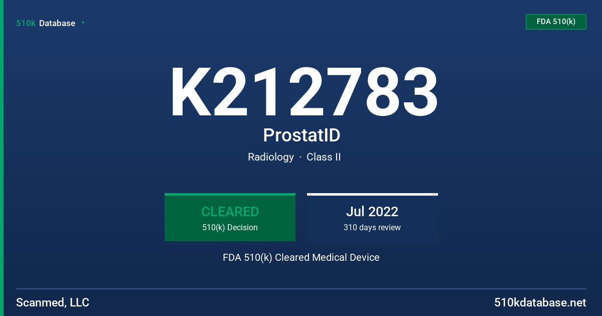 K212783 ProstatID FDA 510(k) Cleared Medical Device