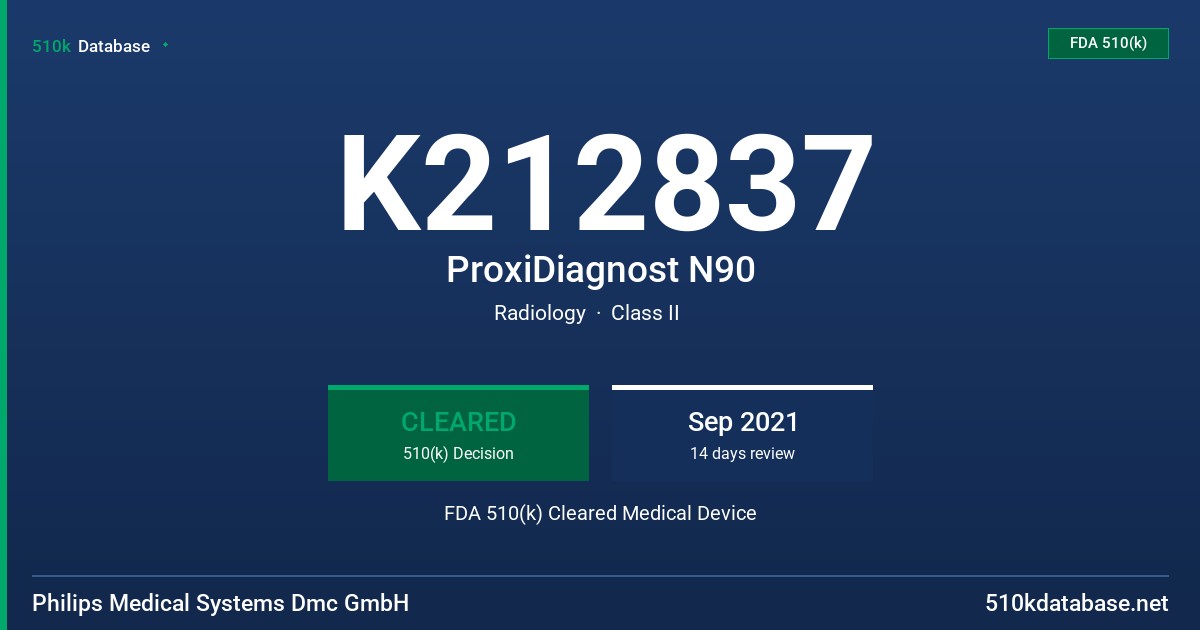 K212837 ProxiDiagnost N90 FDA 510(k) Cleared Medical Device