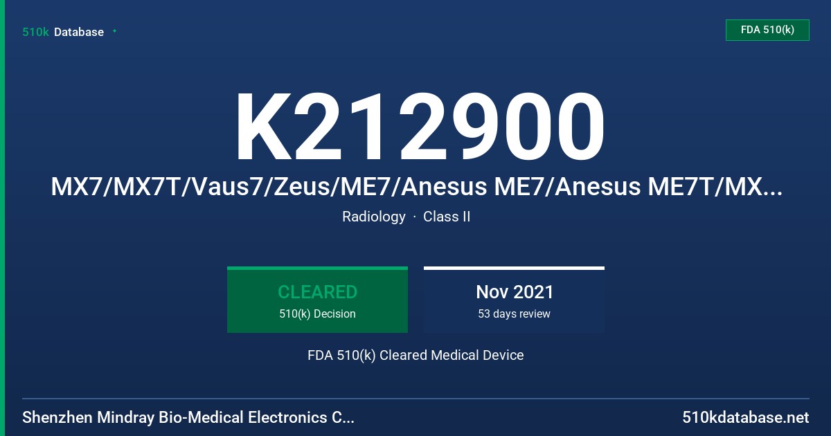 K212900 MX7/MX7T/Vaus7/Zeus/ME7/Anesus ME7/Anesus ME7T/MX8/MX8T/Vaus8/ME8 Diagnostic Ultrasound System FDA 510(k) Cleared Medical Device