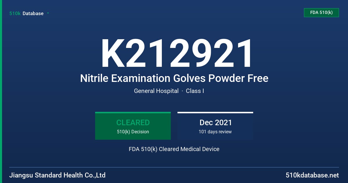 K212921 Nitrile Examination Golves Powder Free FDA 510(k) Cleared Medical Device