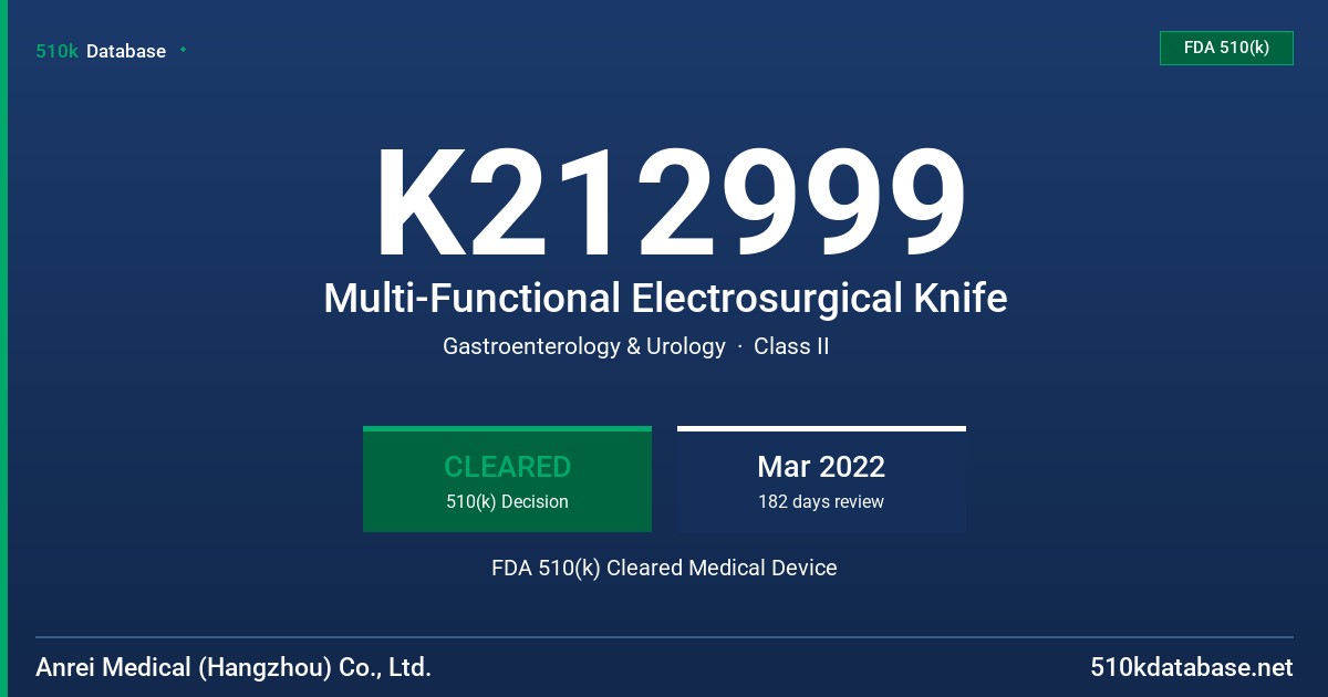 K212999 Multi-Functional Electrosurgical Knife FDA 510(k) Cleared Medical Device