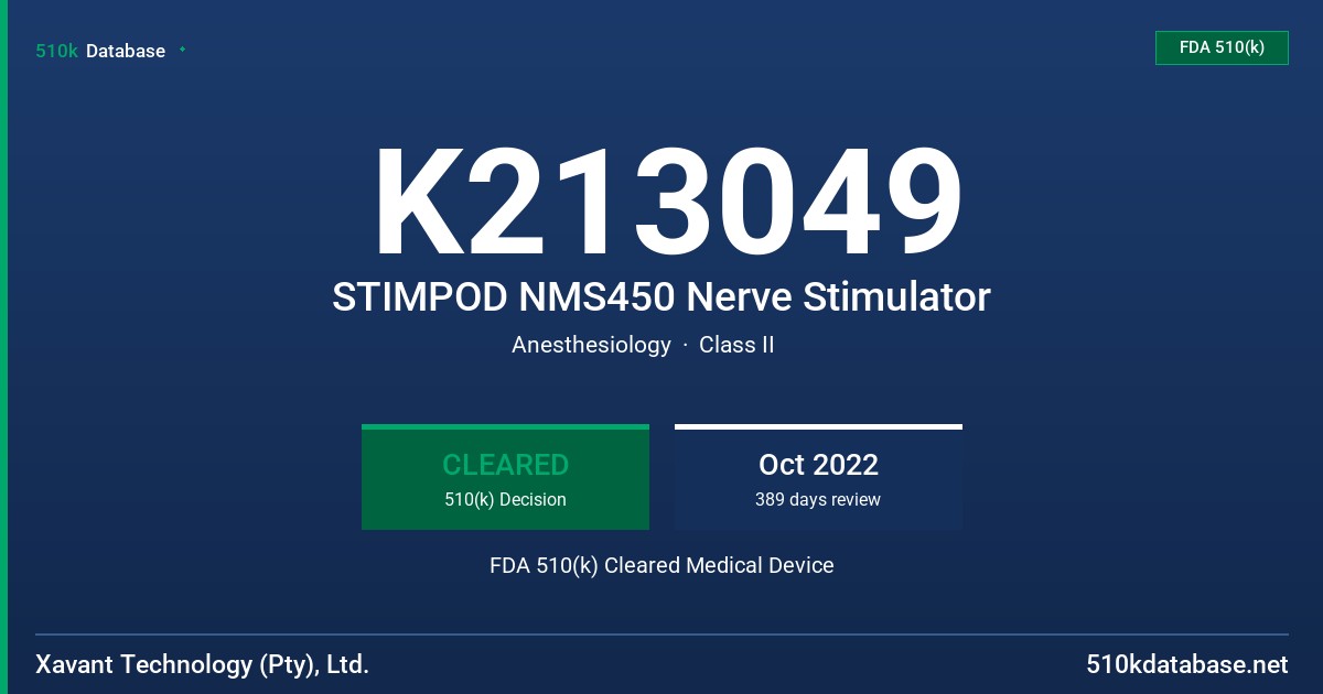K213049 STIMPOD NMS450 Nerve Stimulator FDA 510(k) Cleared Medical Device