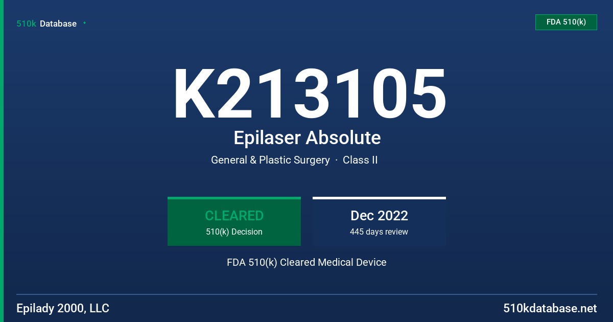 K213105 Epilaser Absolute FDA 510(k) Cleared Medical Device