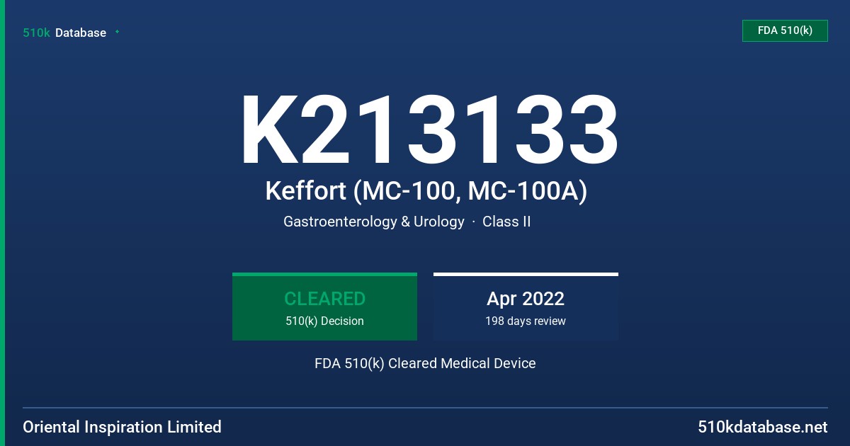 K213133 Keffort (MC-100, MC-100A) FDA 510(k) Cleared Medical Device