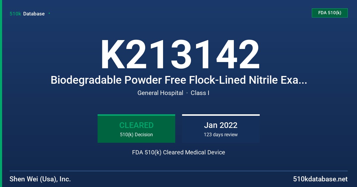 K213142 Biodegradable Powder Free Flock-Lined Nitrile Examination Glove, Black and Gray Colors, Tested for use with Chemotherapy drugs, Fentanyl Citrate, Simulated Gastric Acid and Fentanyl Citrate Simulated Gastric Acid Solution FDA 510(k) Cleared Medical Device