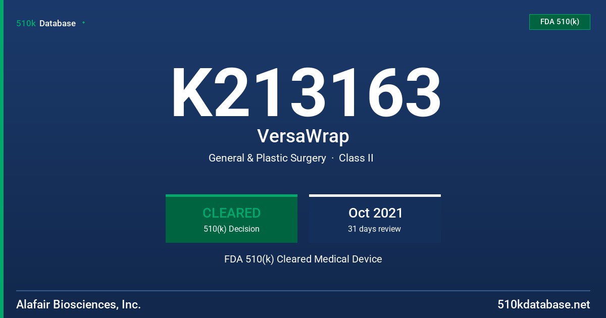 K213163 VersaWrap FDA 510(k) Cleared Medical Device