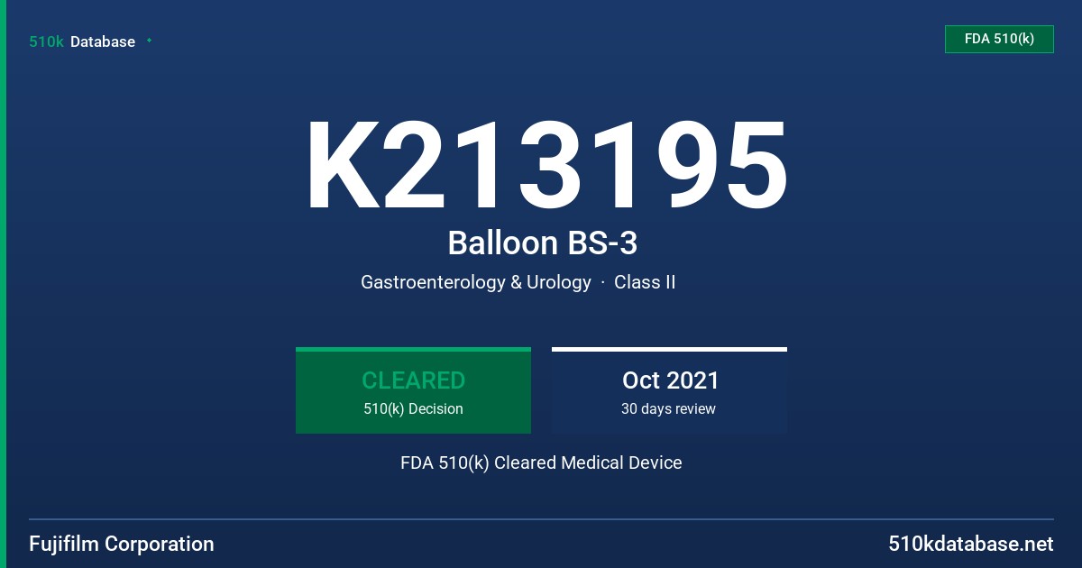 K213195 Balloon BS-3 FDA 510(k) Cleared Medical Device