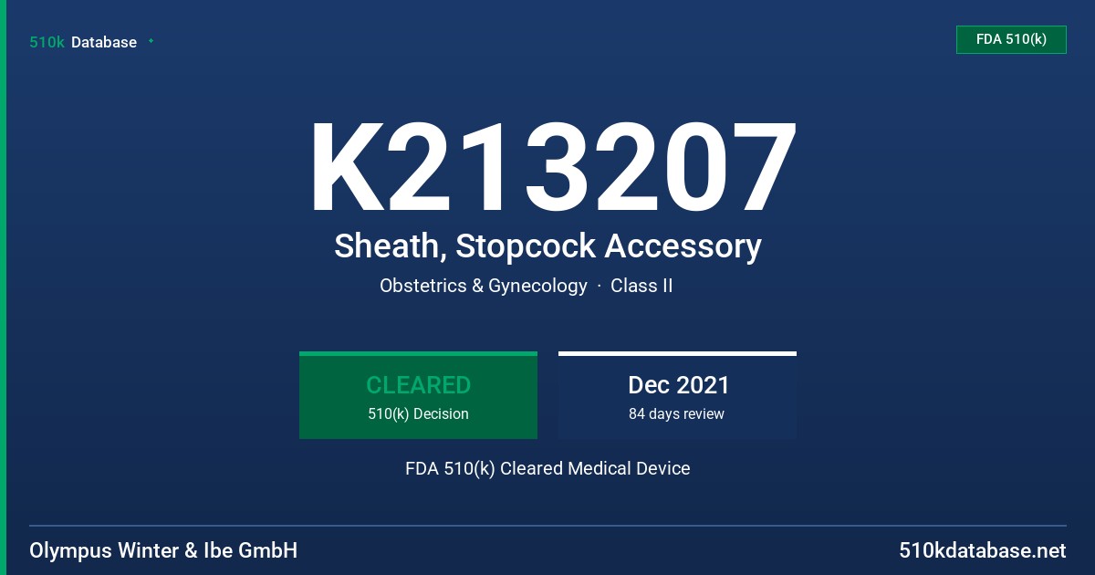 K213207 Sheath, Stopcock Accessory FDA 510(k) Cleared Medical Device