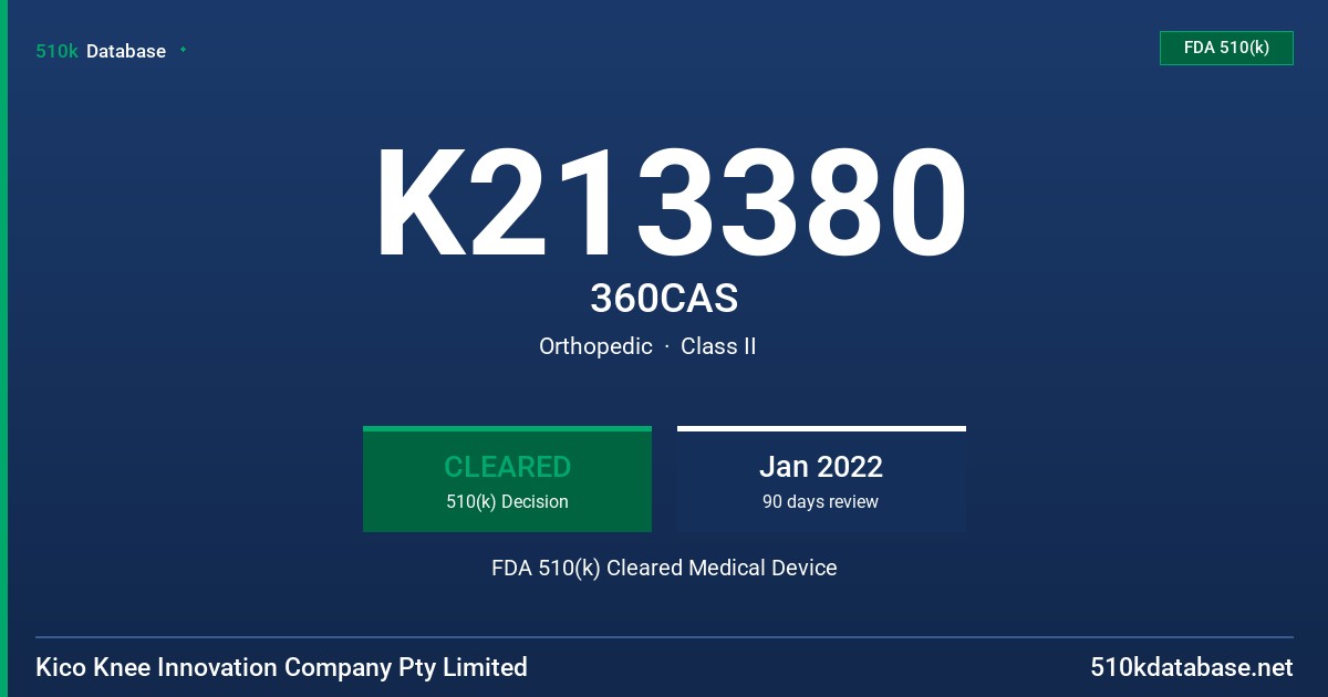 K213380 360CAS FDA 510(k) Cleared Medical Device