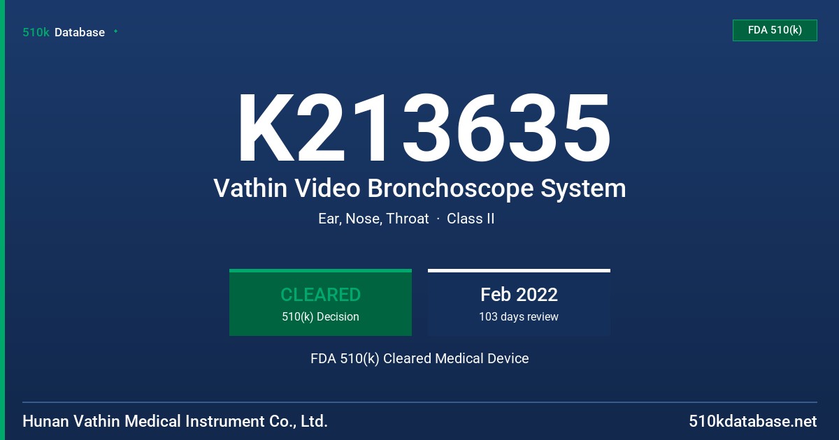 K213635 Vathin Video Bronchoscope System FDA 510(k) Cleared Medical Device