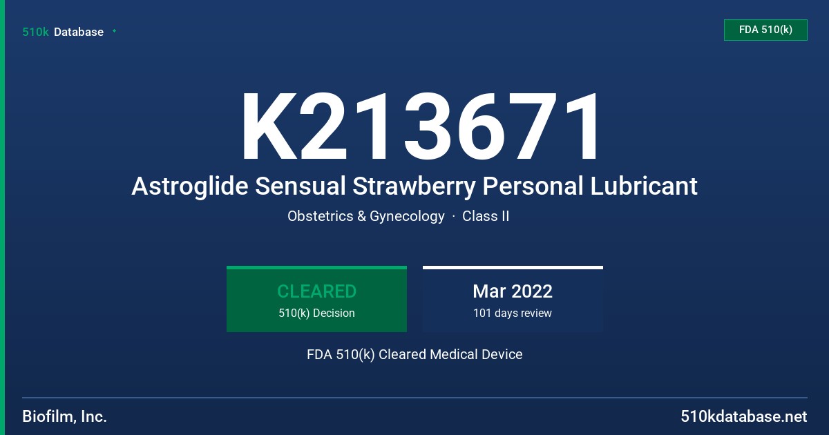 K213671 Astroglide Sensual Strawberry Personal Lubricant FDA 510(k) Cleared Medical Device