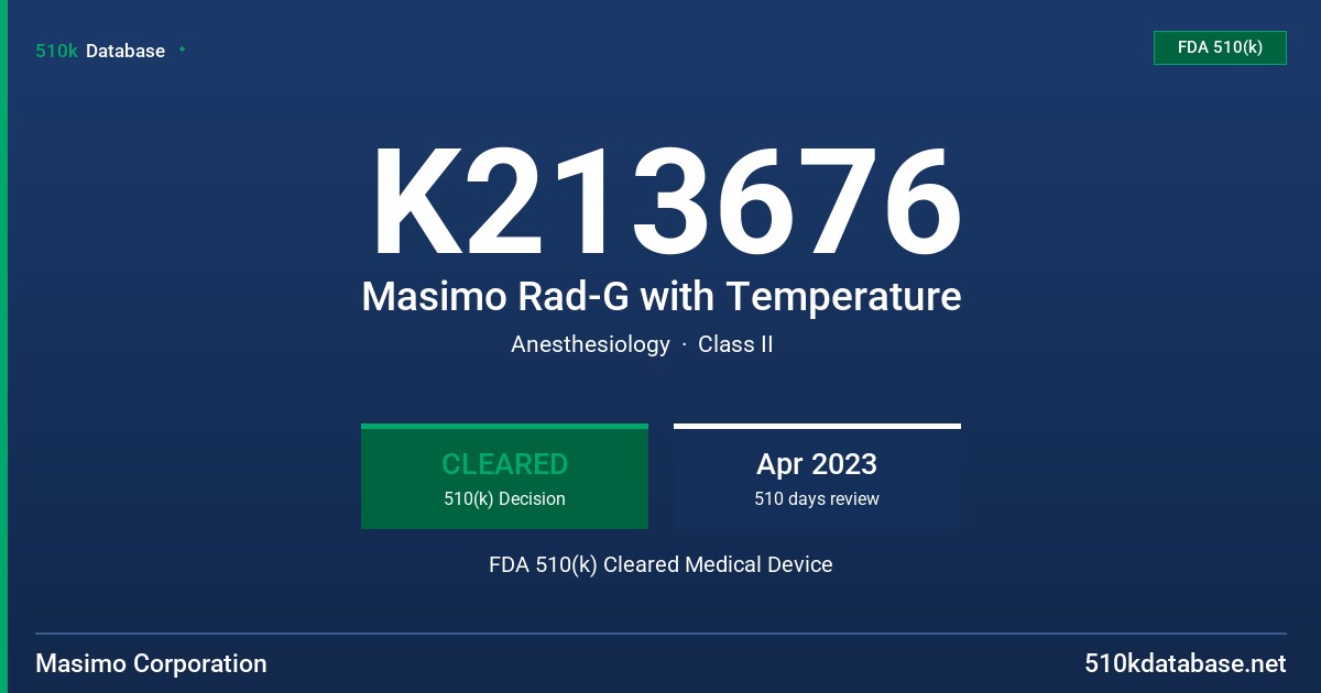K213676 Masimo Rad-G with Temperature FDA 510(k) Cleared Medical Device