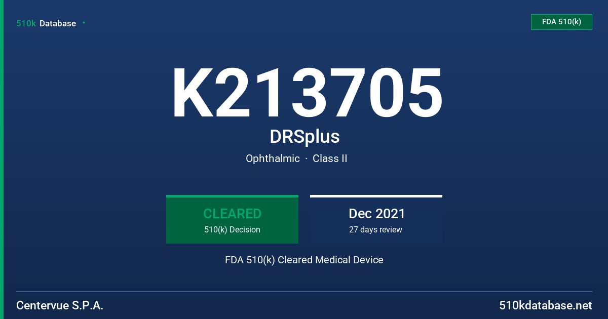 K213705 DRSplus FDA 510(k) Cleared Medical Device