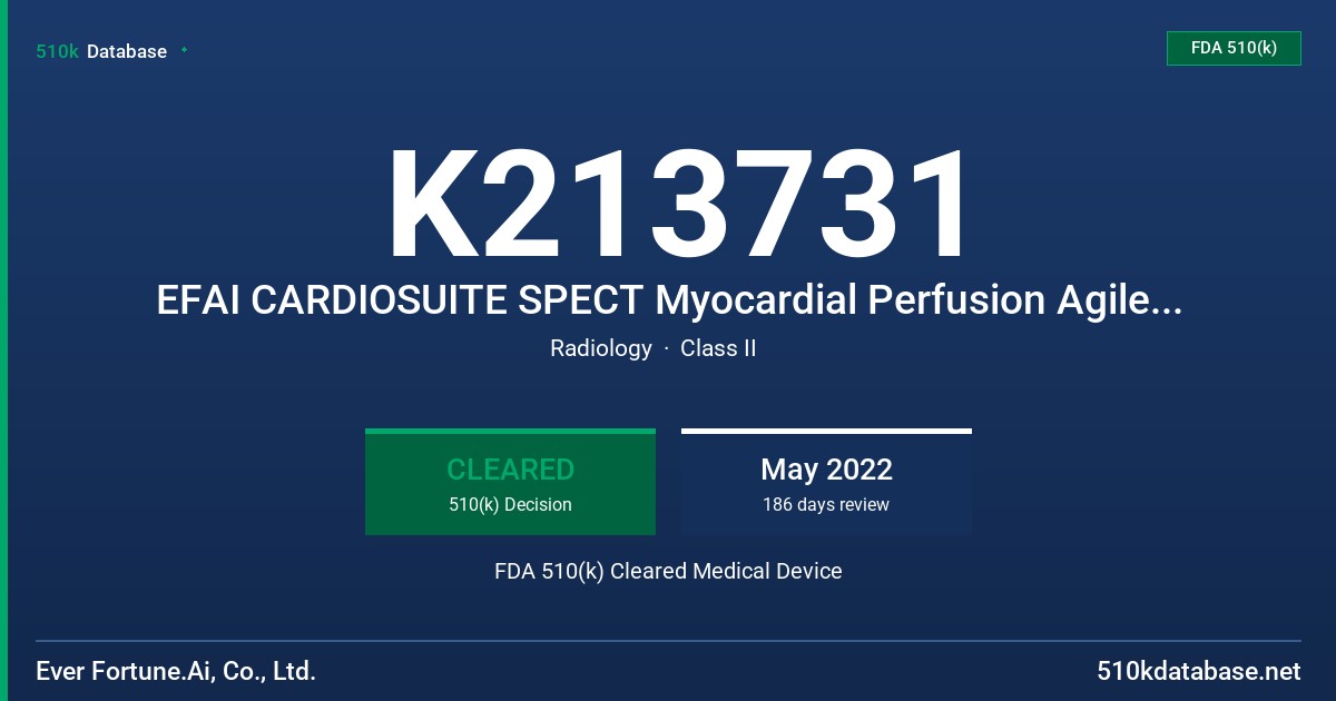 K213731 EFAI CARDIOSUITE SPECT Myocardial Perfusion Agile Workflows FDA 510(k) Cleared Medical Device