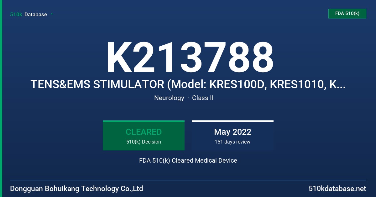 K213788 TENS&EMS STIMULATOR (Model: KRES100D, KRES1010, KRES1020, KRES1080) FDA 510(k) Cleared Medical Device